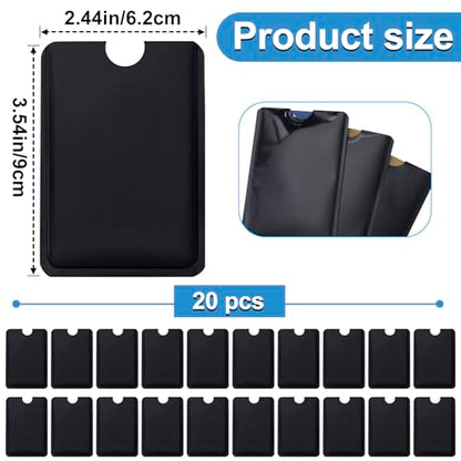 OIIKI 20PCS RFID Blocking Sleeves for Credit Card, Black - color: Black