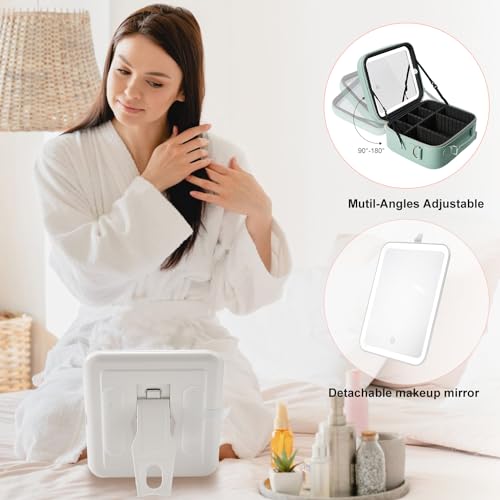 Mocado Travel Makeup Bag with Mirror Travel Makeup Organizer Makeup Case - color: Powdery Green