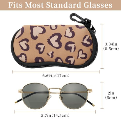 WOZEAH Double Eyeglass Case with 2 Compartments, Travel Eyewear Organizer for Two Pairs of Glasses - color: Leopard3