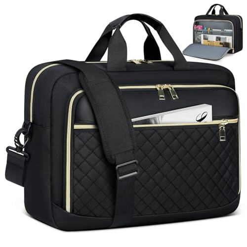 NEWHEY Laptop Bag 17.3 Inch Laptop Briefcase for Women Large Computer Bag - color: Black, size: 17 inch