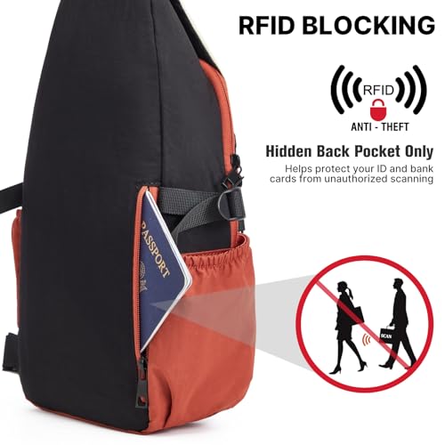 G4Free RFID 차단 슬링 백, 남성용, 여성용, 크로스바디 백, 하이킹 여행 - color: 베이지 & 블랙