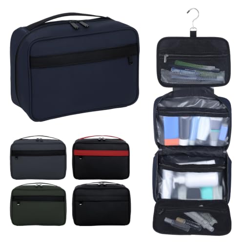 Toiletry Bag Men Women Hanging Foldable Cosmetic Organizer,Blue - color: Blue