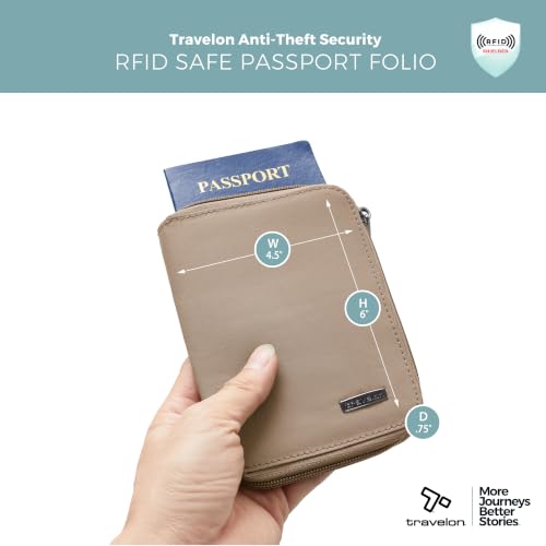 Travelon RFID Blocking Passport Zip Wallet - color: Sable