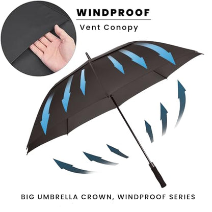 54/62/68/72 Inch Large Golf Umbrella Windproof Auto Open for Rain - color: Black, size: 62 Inch