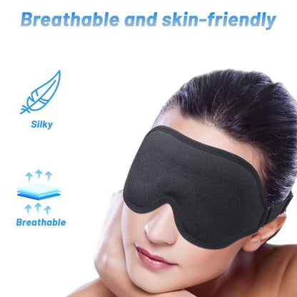 Sleep Mask for Men and Women, 3D Blackout Eye Mask for Side Sleepers, Black - color: Black