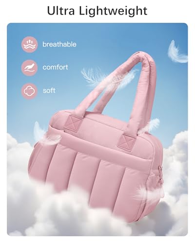 oscaurt Gym Bag for Women Lightweight Duffle Bag for Travel with Toiletry Pouch Water Resistant Carry On Weekender Overnight Duffel - color: Deep Pink-Set