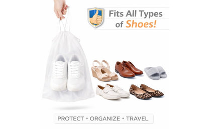 InfinitePack Large Transparent Shoe Bags for Travel, Portable Shoe Bags, Shoes Pouch Storage Organizer with Drawstring for Men & Women aClear Window Shoes Pouch with Rope - size: 4"x6"(100pcs)