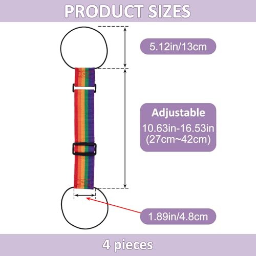 4 Pcs Rainbow Luggage Connector Straps, Adjustable Straps for Suitcases - color: Rainbow, 4pcs