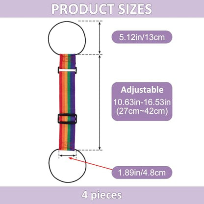 4 Pcs Rainbow Luggage Connector Straps, Adjustable Straps for Suitcases - color: Rainbow, 4pcs