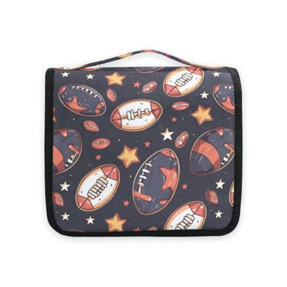 senya Hanging Travel Toiletry Bag Rugby Balls Kit Makeup Case Cosmetics Organizer for Men Women - color: Rugby Balls