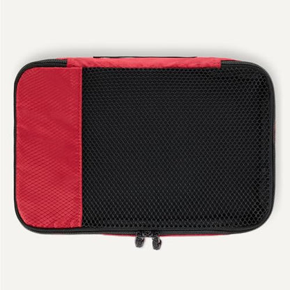 Amazon Essentials 여행용 액세서리 세트 4피스 패킹 큐브, 더블 지퍼가 있는 수하물 정리함, 100% 폴리에스터, 메시 탑, 레드, 오거나이저 - color: 레드, size: 2-소형
