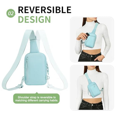 Mini Sling Bag for Men Women Fits for 6.3" Phone, Blue - color: 2 Pocket-blue