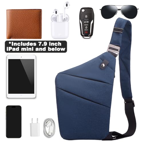 Anti Theft Travel Bag Sling Cross-body Bag Large Capacity - color: Blue, style: Right Shoulder