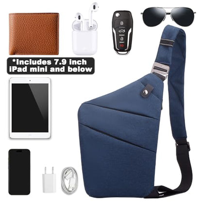 Anti Theft Travel Bag Sling Cross-body Bag Large Capacity - color: Blue, style: Right Shoulder