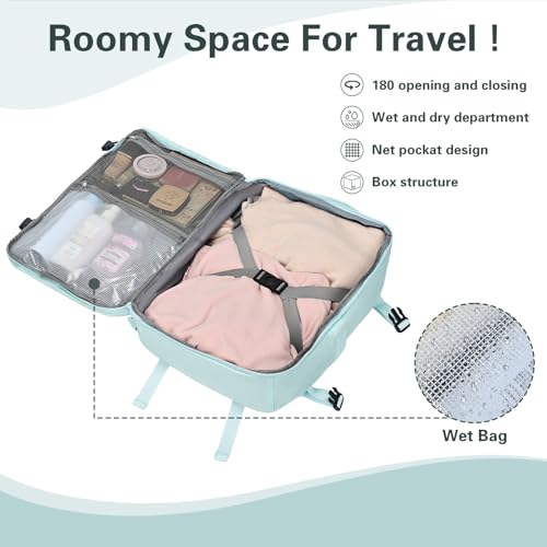 Travel Carry On Backpack for Women, TSA Approved 15.6" Laptop Daypack - color: Blue, size: Medium