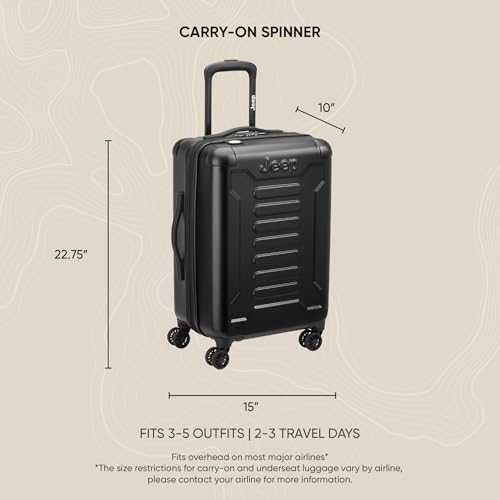 Jeep JH004C Hardside Expandable Luggage with Spinner Wheels, Beige, Carry-On 20 Inch - color: Beige, size: Carry-On 20 Inch