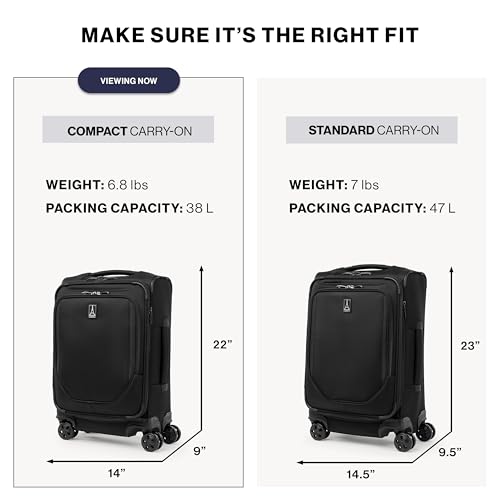 Travelpro Crew Classic Softside Carry-On Luggage, Black, 20-Inch - color: Black