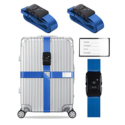 Veki Cross Luggage Straps Set TSA Approved with Lock, Blue*2pcs - color: Blue, size: 2pcs