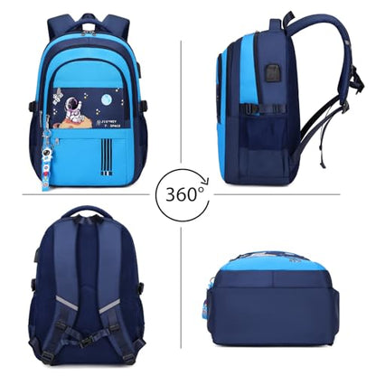 ACESAK Astronaut Backpack for Boys - Boy Backpack Schoolbag with Lunch Bag - color: Dark Blue