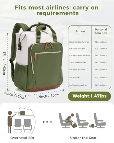 ECOHUB 17" Laptop Backpack for Women 25L Cute Teacher Work Backpack,Green - color: Green