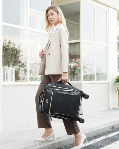 Carry On Luggage 22x14x9 Airline Approved, 20" Softside Suitcase for Travel - color: Black