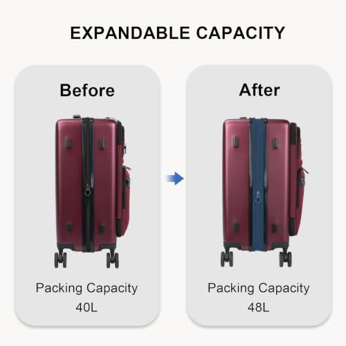VANKEAN 20 Inch Expandable Hardshell Spinner TSA USB Port Carry-On Approved - color: Burgundy