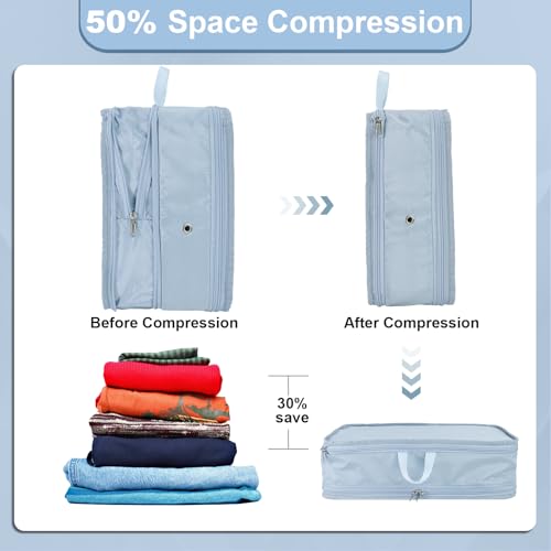 Packing Cubes for Travel Packing Organizers Compression Travel Cubes, Blue - color: Blue