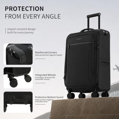 Verage Toledo Carry On Luggage Softside Expandable Suitcase with Spinner Wheel (20-Inch, Black) - color: Black, size: Carry-On 20-Inch