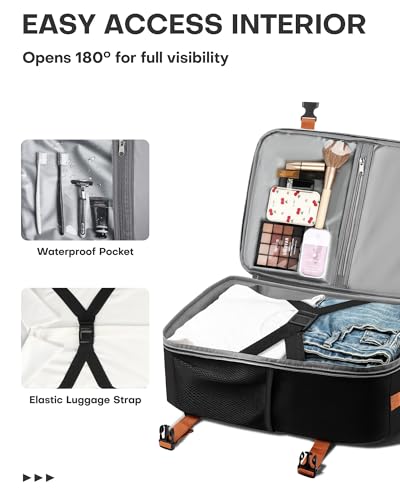 HOTOR Travel Backpack Women Flight Approved Carry on Bag - color: Black, size: 13.0" x 8.3" x 18.5"