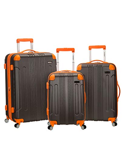 Rockland London Hardside Spinner Wheel Luggage, Charcoal, 3-Piece Set (20/24/28) - color: Grey, size: 3 Piece (28"/24"/20")
