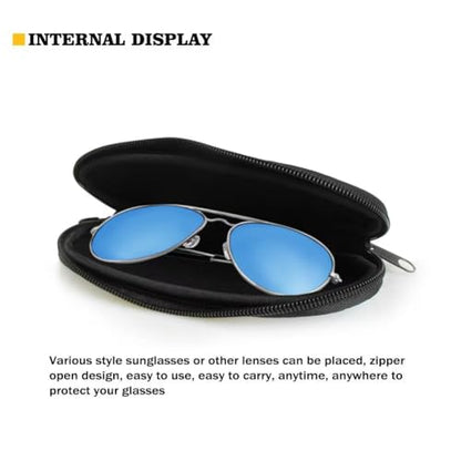 Soft Glasses Case with Belt Clip Sunglasses Case for Women Men Portable Eyeglasses Holder - color: Black Cat Planet