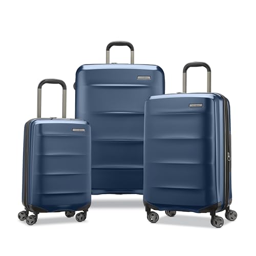 Samsonite Octiv Lightweight Hardshell 3-Piece Luggage Set (20/24/28) - Durable & Impact Resistant, 360° Aero Trac Spinner Wheels, Adjustable Telescopic Handle, Expandable, TSA Approved Lock - Blue - color: Blue Denim, size: 3-Piece Set (20/24/28)