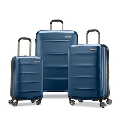 Samsonite Octiv Lightweight Hardshell 3-Piece Luggage Set (20/24/28) - Durable & Impact Resistant, 360° Aero Trac Spinner Wheels, Adjustable Telescopic Handle, Expandable, TSA Approved Lock - Blue - color: Blue Denim, size: 3-Piece Set (20/24/28)