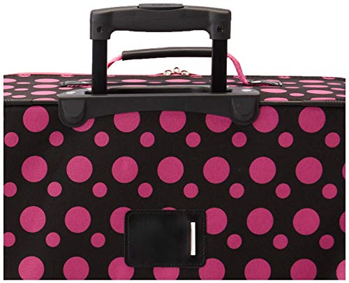 Rockland Fashion Softside Upright Luggage Set, Black/Pink Dot, 4-Piece (14/19/24/28) - color: Black Pink Dot, size: 4 Piece (28"/24"/19"/14" Tote)