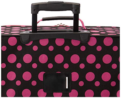 Rockland Fashion Softside Upright Luggage Set, Black/Pink Dot, 4-Piece (14/19/24/28) - color: Black Pink Dot, size: 4 Piece (28"/24"/19"/14" Tote)