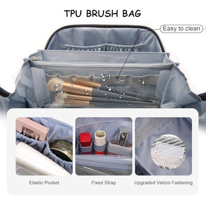 BOYATU Makeup Bag, Makeup Organizer, Toiletry Travel Bag for Women - Black - color: C-4-Black