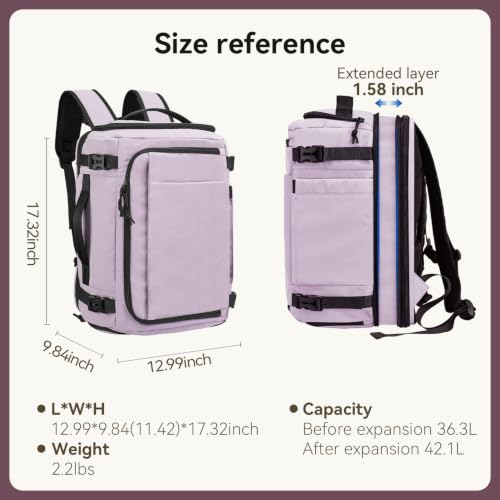 Travel Backpack for Men Women, Carry On Laptop Backpack - color: Purple-1