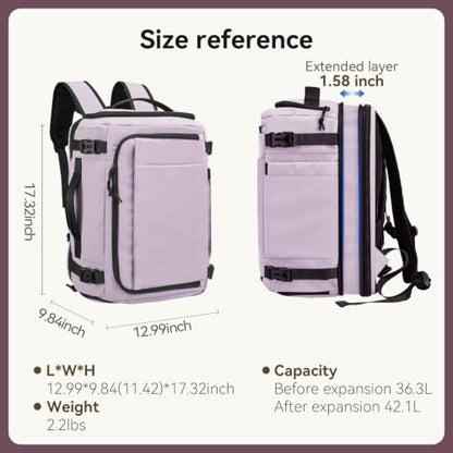 Travel Backpack for Men Women, Carry On Laptop Backpack - color: Purple-1