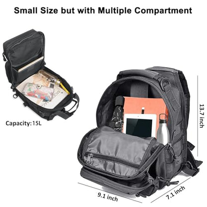 Tactical Sling Bag, Sport Bag Military Rover Shoulder Backpack EDC Assault Range Bag, Chest Pack Handbag Waterproof - color: Black