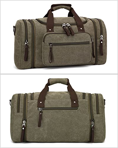 Duffle Bag for Travel, Large Canvas Duffel Bag for Travelling Overnight Weekender Bag Carry On Bag for Men Women Green - color: Green