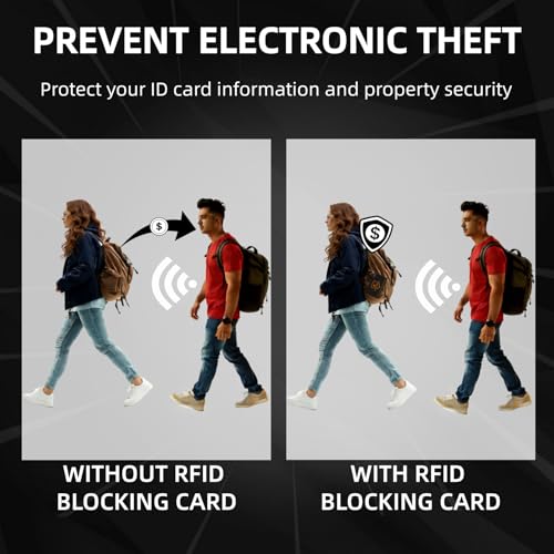 5 Pack RFID Blocking Card – One Card Protects Entire Wallet & Purse, NFC Contactless Bank Debit Credit Card Protector, Latest 13.56MHZ Electronic Blocking Technology – Slim Design for Men & Women