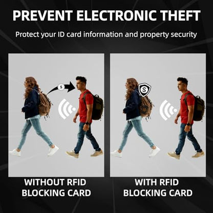 5 Pack RFID Blocking Card – One Card Protects Entire Wallet & Purse, NFC Contactless Bank Debit Credit Card Protector, Latest 13.56MHZ Electronic Blocking Technology – Slim Design for Men & Women