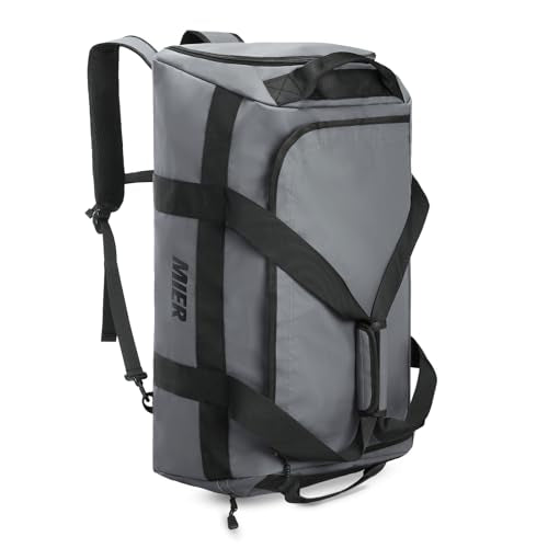 MIER Men's 60L Gym Duffle Bag Large Weekender Travel Duffel Backpack, Gray - color: Grey