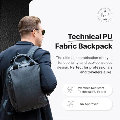 Laptop Backpack with Padded Sleeve for Travel Technical Fabric PU 14L Black - color: Black