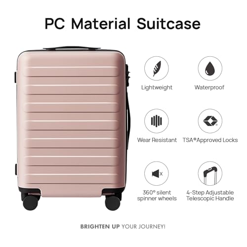 NINETYGO Large Checked Luggage 28 Inch, Checking In Luggage with Smooth Spinner Wheels, Lightweight, Hard Shell PC Suitcase, Lightweight Travel Luggage, TSA Approved (Pink, Rhine Basic) - color: 02-Pink (Basic), size: Checked 28-Inch