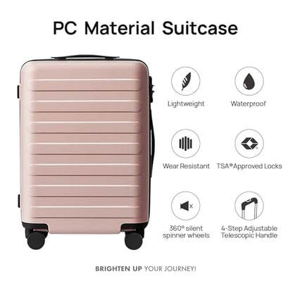 NINETYGO Large Checked Luggage 28 Inch, Checking In Luggage with Smooth Spinner Wheels, Lightweight, Hard Shell PC Suitcase, Lightweight Travel Luggage, TSA Approved (Pink, Rhine Basic) - color: 02-Pink (Basic), size: Checked 28-Inch