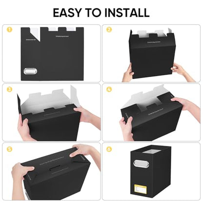 BALEINE 2PK File Organizer Box, Cardboard File Folder Organizer with Handle - color: Black, style: 2PK (Slim)