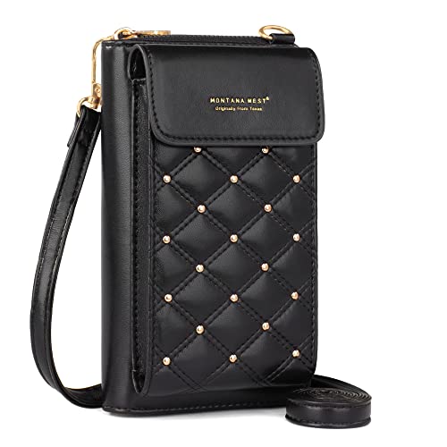 Montana West Crossbody Cell Phone Purse for Women RFID Blocking Cellphone Wallet - color: Black