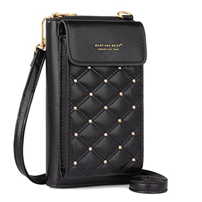 Montana West Crossbody Cell Phone Purse for Women RFID Blocking Cellphone Wallet - color: Black