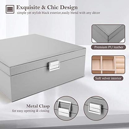 ProCase 2 Layers Jewelry Box for Women -Grey - color: Grey